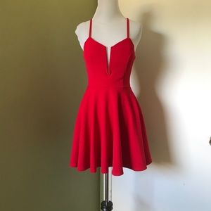 A’GACI Women’s Red V-neck Skater Dress Size Small